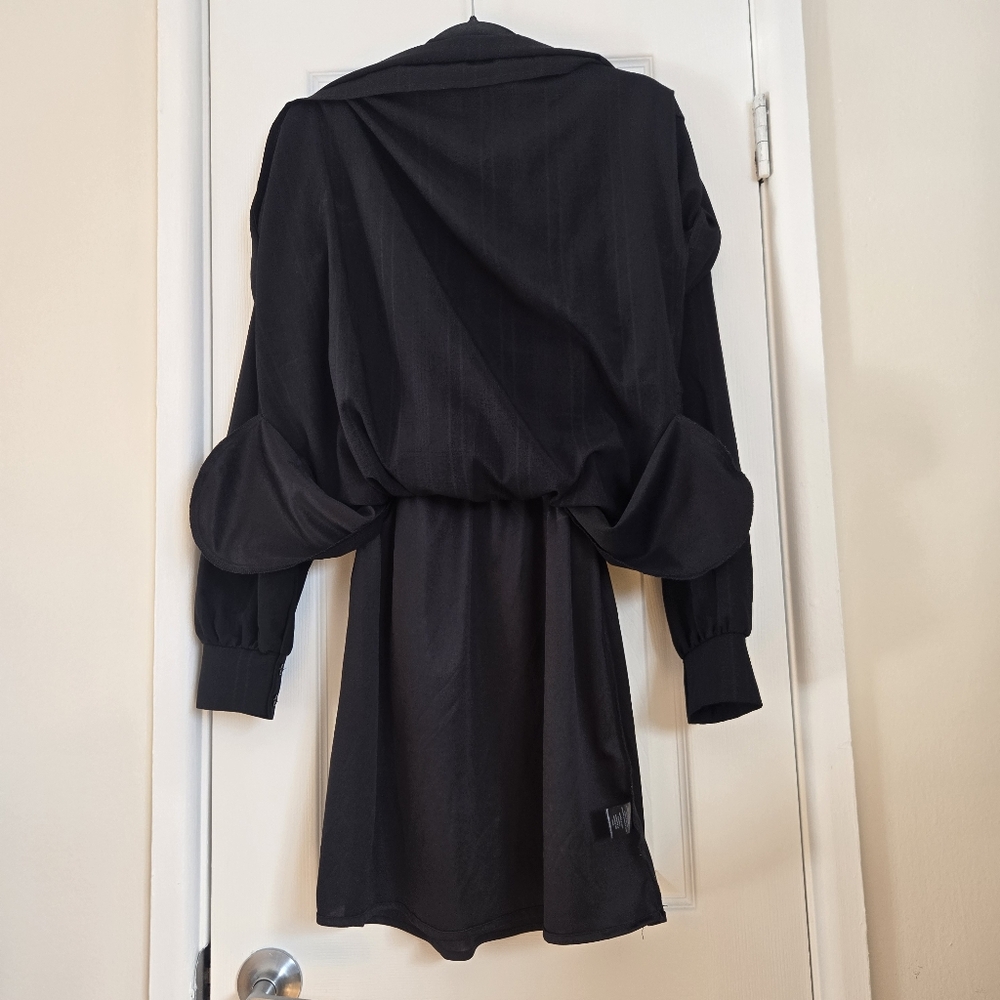 🖤 NEED Black Faux Wrap Maxi Dress Cinched Waist Pockets Size Large - Picture 16 of 17